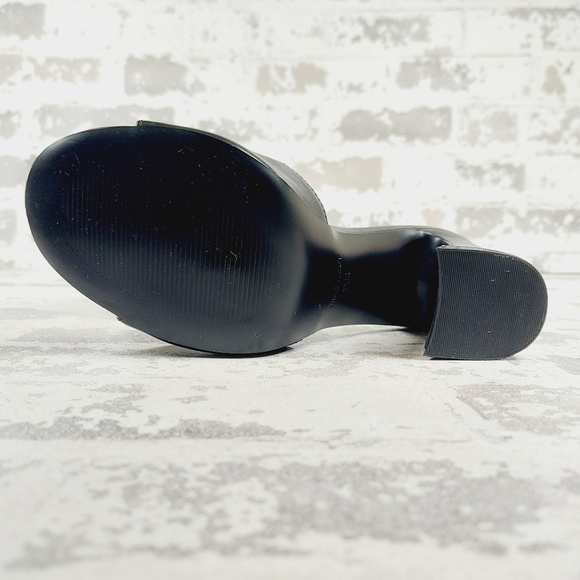 New Nine West Unah 3 Black Faux Leather Slide In Heels V245 - Picture 8 of 12